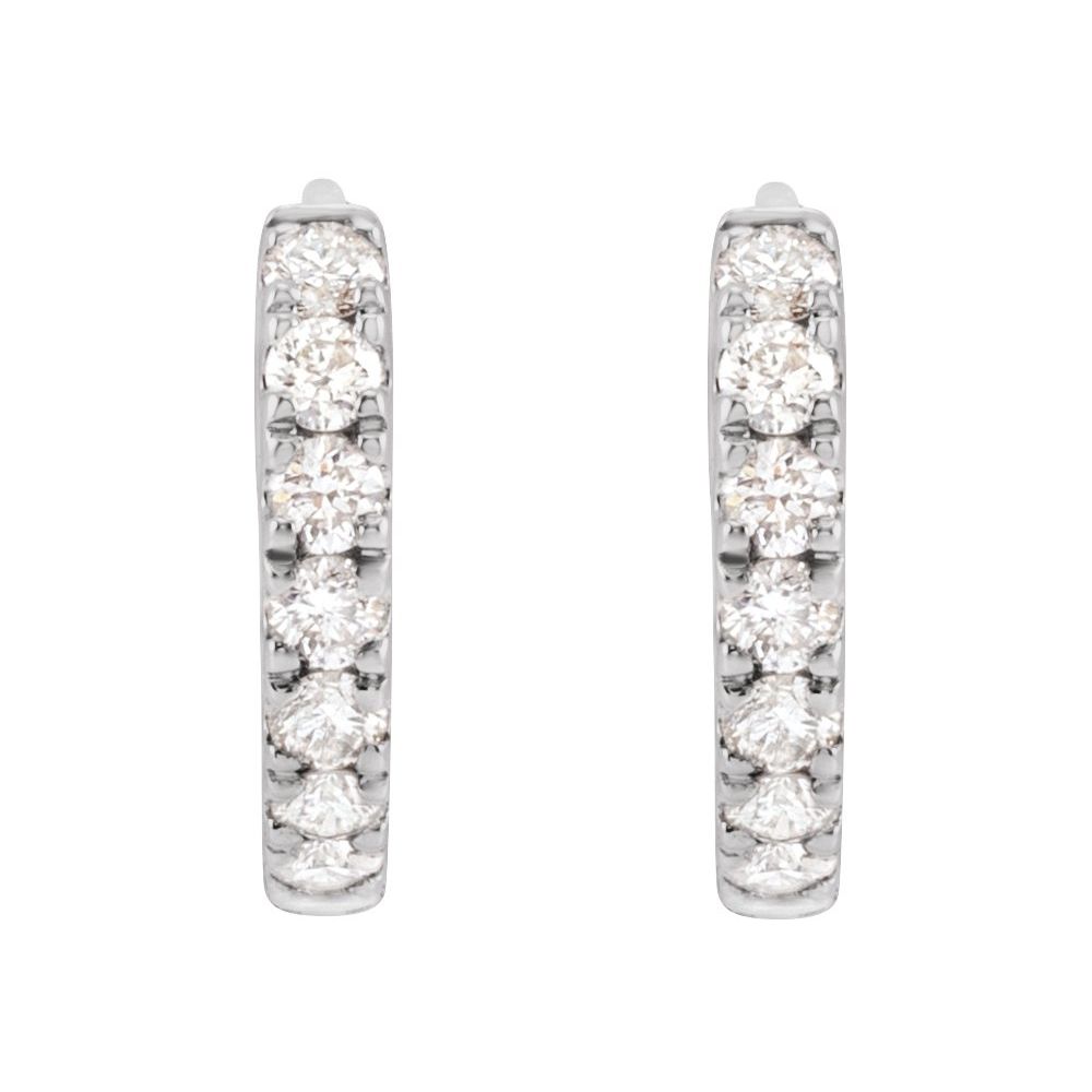 14K White 1/5 CTW Lab-Grown Diamond 10 mm Hoop Earrings