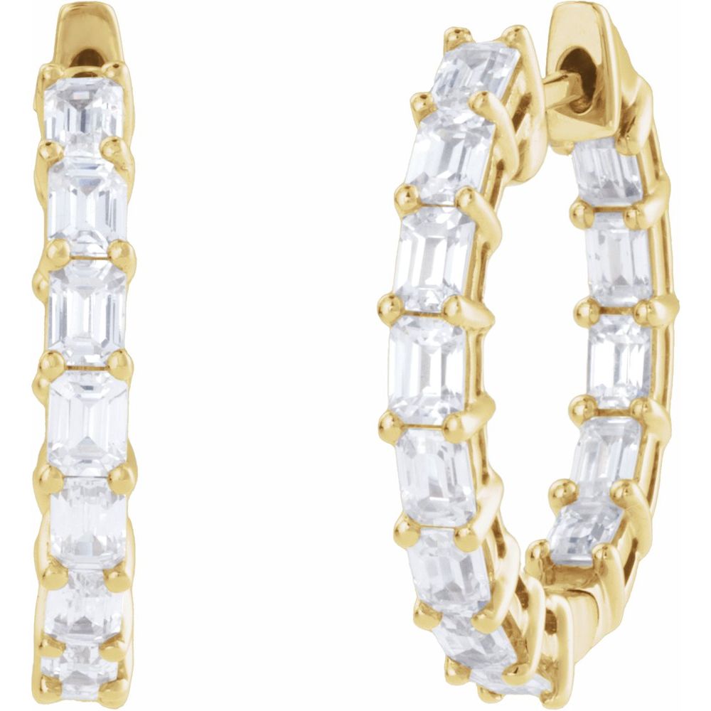 14K Yellow 3 CTW Natural Diamond Inside-Outside 21.2 mm Hoop Earrings